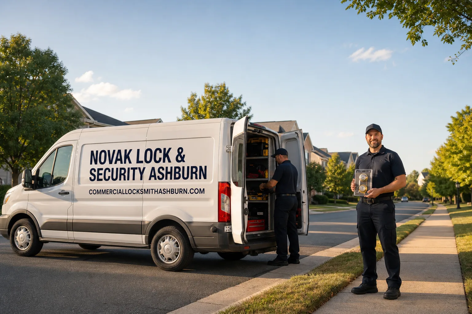 Novak Lock & Security Ashburn locksmith service vehicle and crew in Ashburn, VA